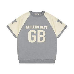 GOODBAI GB athletic logo印花撞色插肩袖圆领收腰短袖T恤