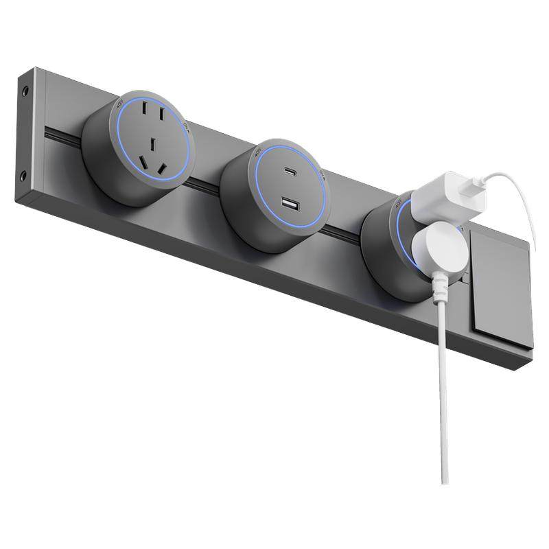 国际电工可移动轨道插座家用厨房明装电力滑动导轨式餐边柜子插排