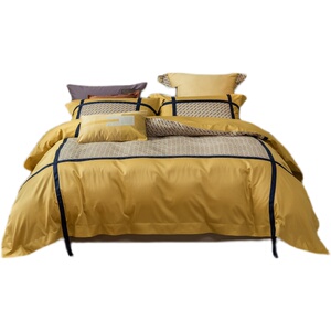 高端100支长绒棉全棉数码印花四件套欧式轻奢风纯棉被套床上用品