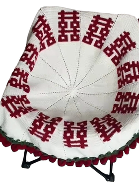 99朵喜字玫瑰花毯子手工钩织