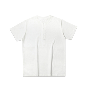 唔刃 300g重磅T恤亨利衫短袖双纱纯棉美式复古硬汉内搭打底衫夏男