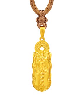 老庙黄金足金999貔貅挂坠古法铜钱八方来财瑞兽招财福运年年