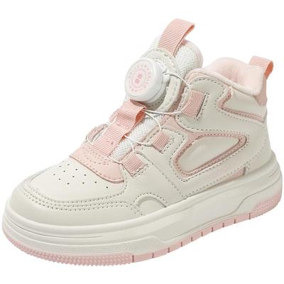 百丽男女童冬季加绒高帮板鞋