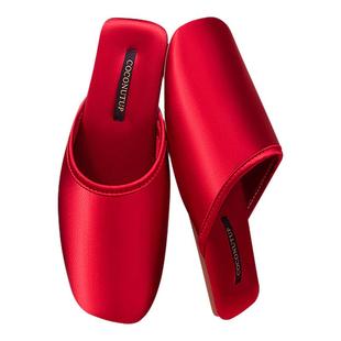 红色拖鞋夏季高级新婚室内家居包头喜庆结婚一对婚礼情侣陪嫁棉拖