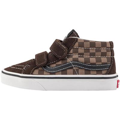 Vans范斯童鞋官方 SK8-Mid Reissue V棕色棋盘格中大童板鞋