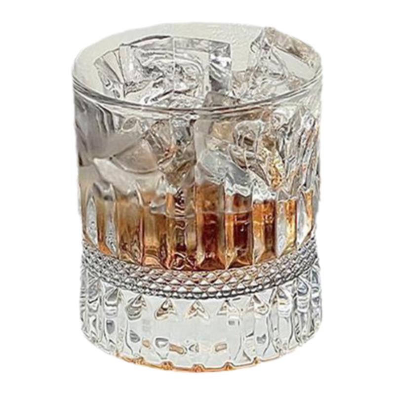 高档轻奢刻花玻璃威士忌酒杯