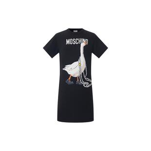 【新品首降】Moschino/莫斯奇诺 26早春 女士大鹅印花棉质连衣裙