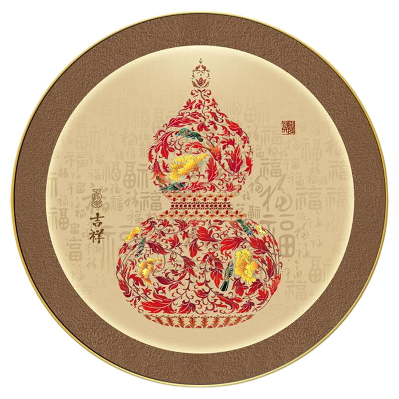 新中式圆形装饰画玄关葫芦挂画
