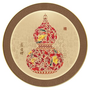 新中式圆形装饰画玄关葫芦挂画