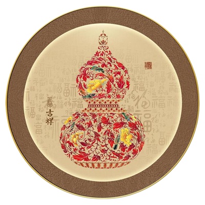 新中式圆形装饰画玄关葫芦挂画