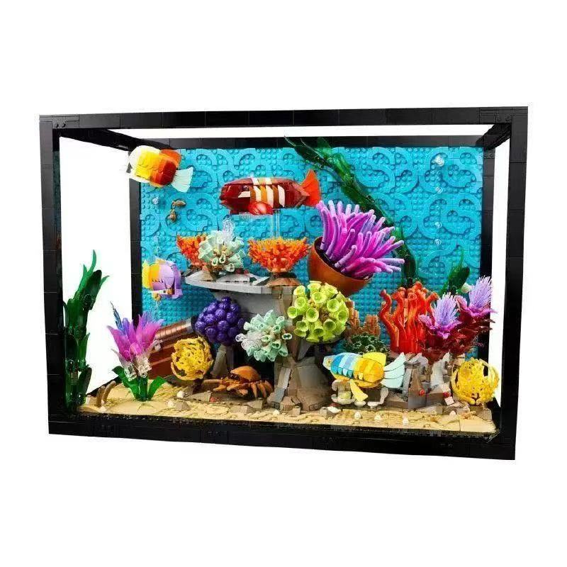 热带水族箱拼装模型积木玩具礼品
