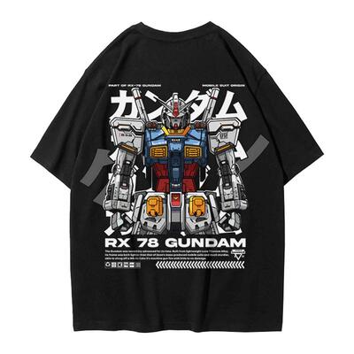 机动战士短袖T恤男日系动漫衣服纯棉夏季宽松潮流2025新款