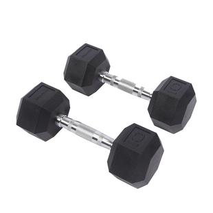 实心六角哑铃男士健身器材练臂肌女士PVC纯铁哑铃家用运动训练5kg