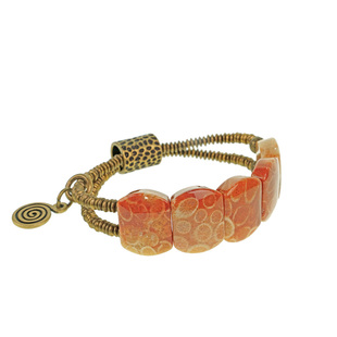 原创设计天然珊瑚石手排饰品 个性民族风百搭手链男女款手串配饰