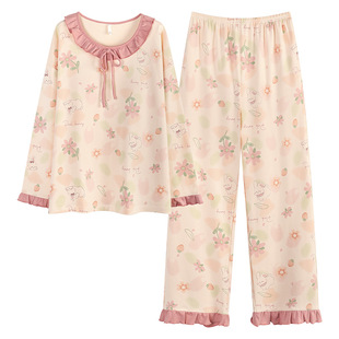 贴身睡觉穿的睡衣公主风女生冬季可以穿着纯棉带胸垫一体全棉舒适