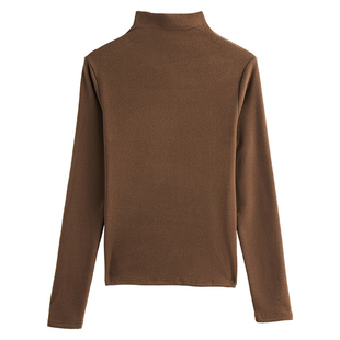 磨毛打底衫女秋冬季保暖内搭黑色半高领长袖双面加绒加厚2025新款