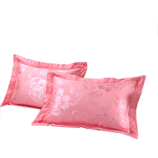 全棉贡缎枕套一对包邮纯棉提花绣花单人枕头套大红婚庆夏用特价
