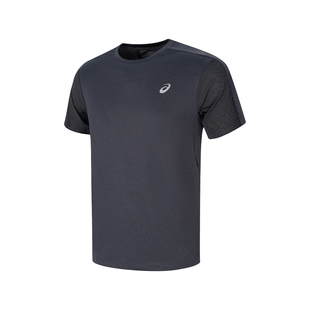 ASICS亚瑟士男子反光跑步短袖T恤夜视吸湿快干圆领运动短袖