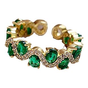 旺财祖母绿色戒指女式招财指环高级感食指戒偏财尾戒2025新款爆款