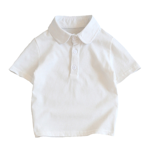 全棉薄款衬衫 宝宝夏装短袖t恤衫男女童翻领软糯半袖上衣衬衣