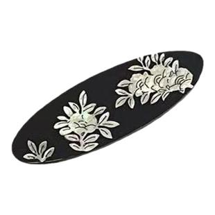 周美美同款发夹黑色贝壳印花前额碎发刘海夹发饰发卡一字边夹mona