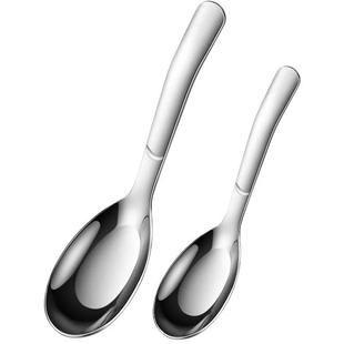 西纹316L不锈钢勺子宝宝汤匙成人吃饭勺调羹长柄平底小勺汤勺餐勺