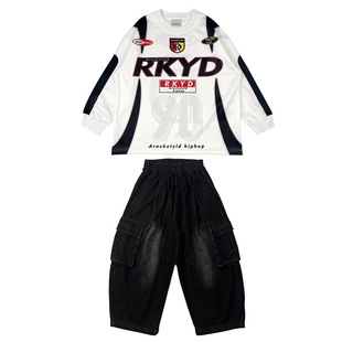 迪克家童装hiphop街舞儿童潮服印花长袖牛仔裤子嘻哈风演出服套装