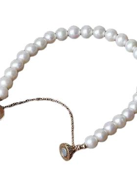 磁铁扣微镶天然淡水真珍珠手链女