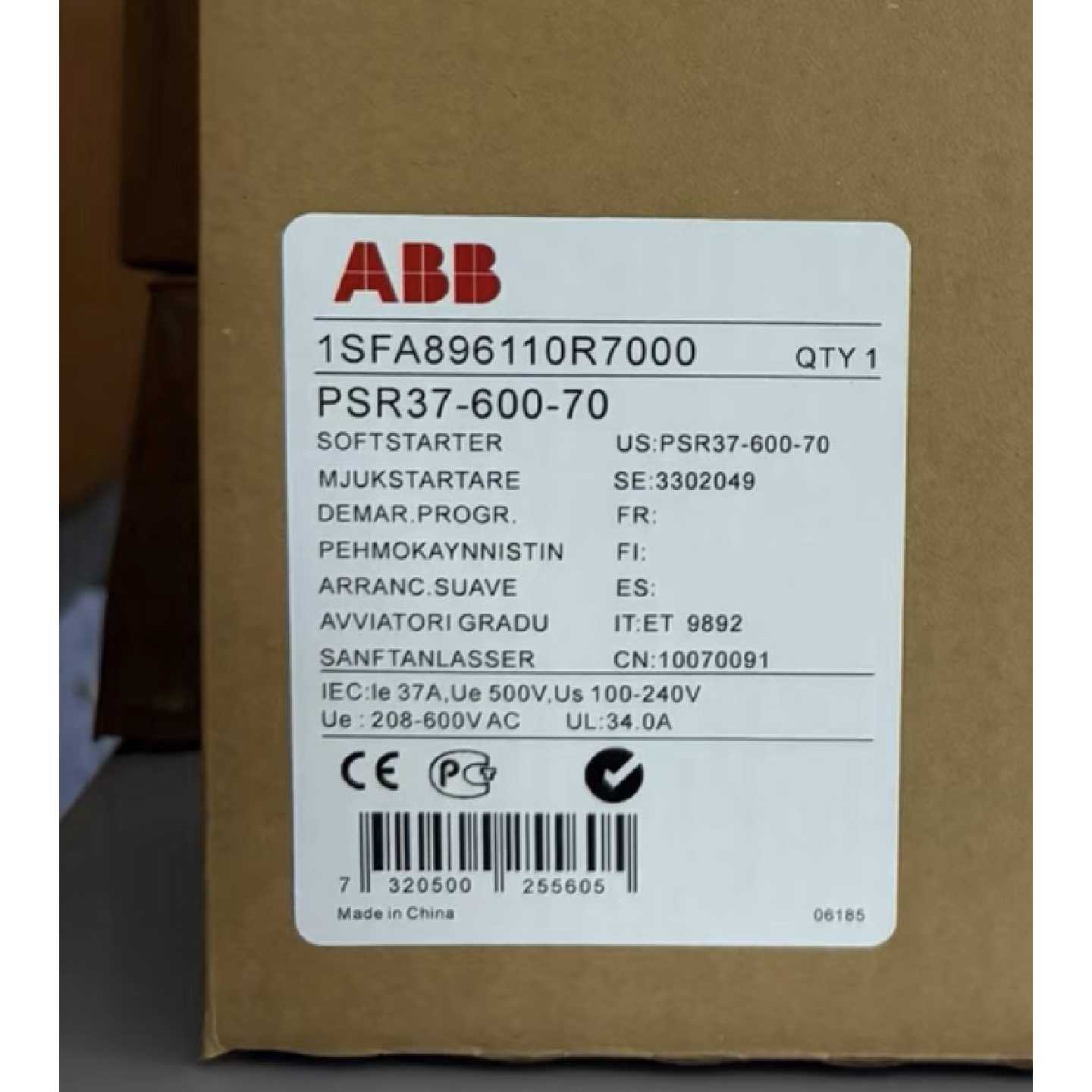 议价ABB软启动器PSR37-600-70 1SFA896110R7000全新现货
