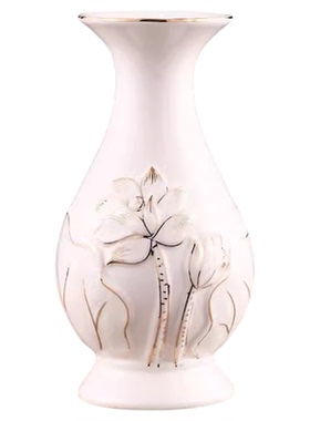 新款观音菩萨净水瓶供佛花瓶佛堂客厅陶瓷莲花浮雕玉净瓶礼佛供瓶