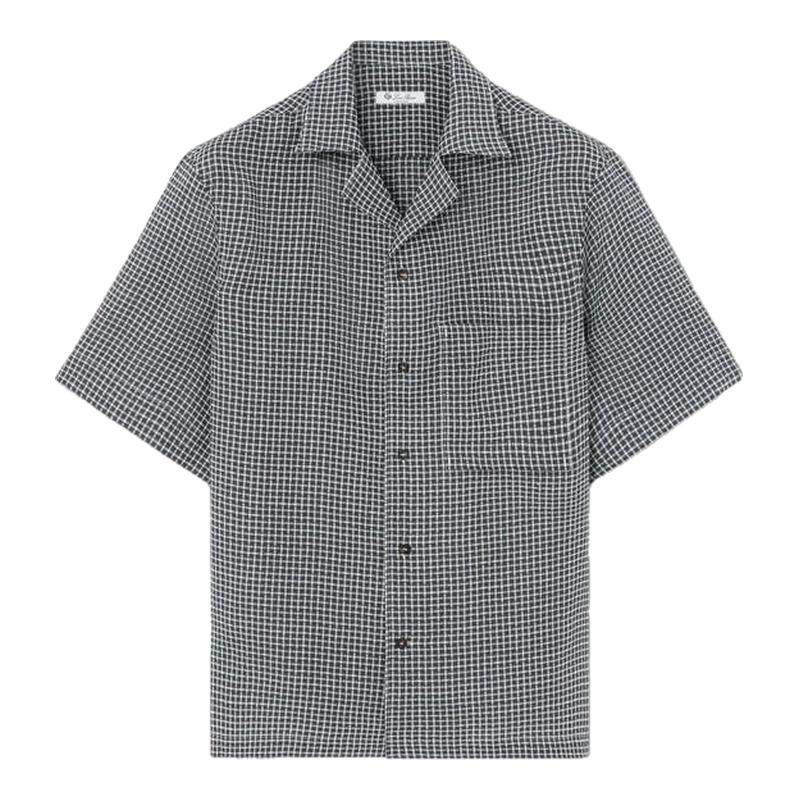 LoroPiana/诺悠翩雅男士Federico衬衫保龄风格亚麻微图领宽舒新款
