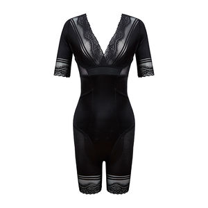 咖啡因体雕塑身衣短袖美体束腰超薄开裆连体束身内衣后脱产后收腹