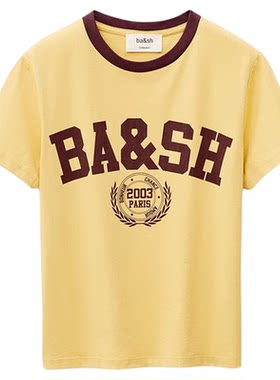 【爆款推荐】[戚薇同款]bash夏季复古数字休闲棉短袖T恤1H25IONI