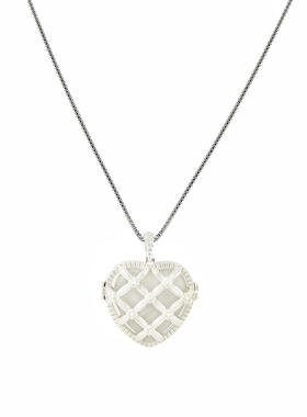 1P Jewelry 甜心派锆石镶嵌可开合爱心相册项链 内芯可更换