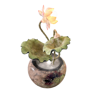 新中式客厅桌面荷花灯流水喷泉装饰摆件书房茶室摆设和气生财水景