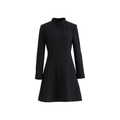 OBEG欧碧倩黑色立领连衣裙女冬简单大方高级感穿搭a字裙10484062