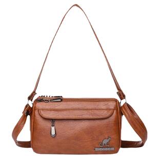 品牌真皮小方包2025夏新款软皮单肩斜挎包百搭羊皮妈妈包多层女包