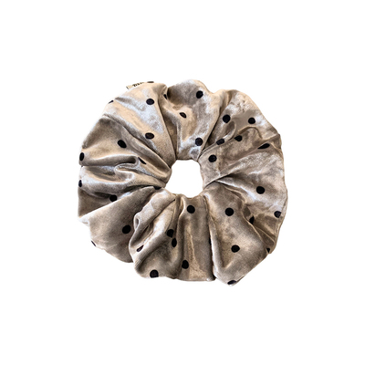 法式高级感灰色波点丝绒大肠发圈