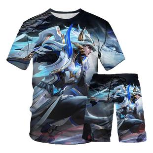 王者荣耀短裤夏季新款马超无双飞将直筒裤宿舍开黑套装沙滩裤潮流