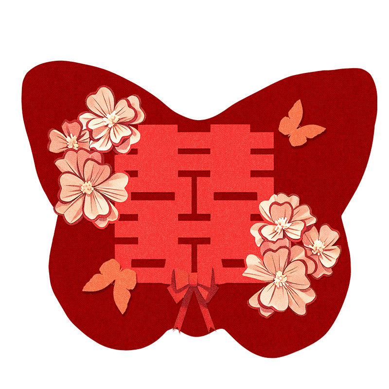 结婚地毯卧室蝴蝶形仿羊绒喜字