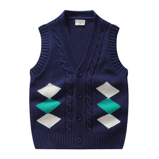 断码清仓春秋装男童装女童背心马甲毛衣儿童针织V领马甲背心棉线
