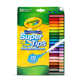 绘儿乐SuperTips可水洗细杆水彩笔专业级小学生画画专用彩色画笔20色装