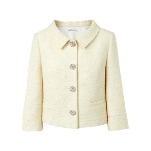 【祝绪丹同款】莱茵福莱尔钻扣粗花呢套装裙气质优雅香风外套半裙