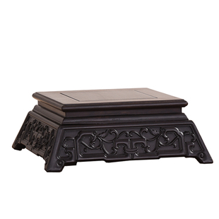 红木紫光檀正方印章玉石花瓶镂空底座花盆盆景茶壶实木新中式木托