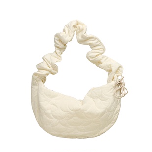 MISSX秋冬新款菱格云朵羽绒包女褶皱抽绳手提单肩包斜挎饺子包