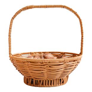 藤编采摘篮子手工编织篮 儿童舞蹈道具家用桌面零食水果篮储物篮