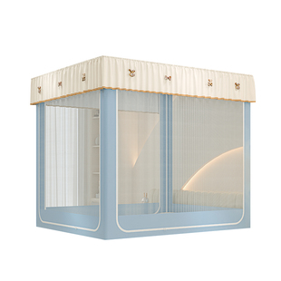 红豆家用卧室加厚夹棉床上帐篷挡风保暖儿童防摔蚊帐遮光床帘床帐