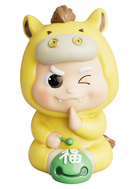 卡通风手办公仔财神摆件乔迁礼