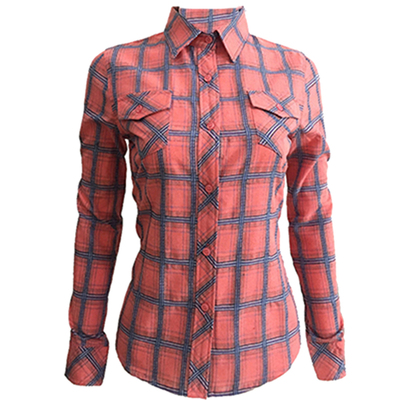 修身格子衬衫女纯棉韩版