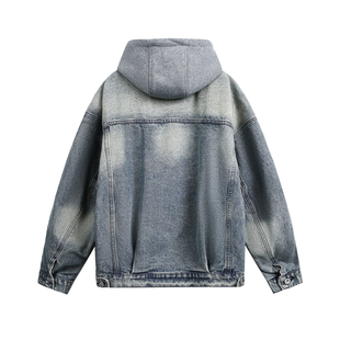 【UNAPS】可拆羽绒内胆cleanfit拼接牛仔羽绒服男女连帽加厚外套